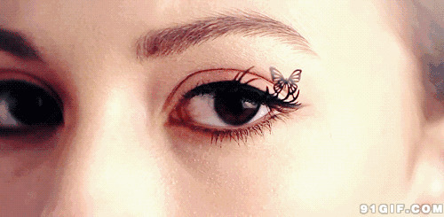 美女蝴蝶造型眼睫毛动态图:睫毛,眨眼