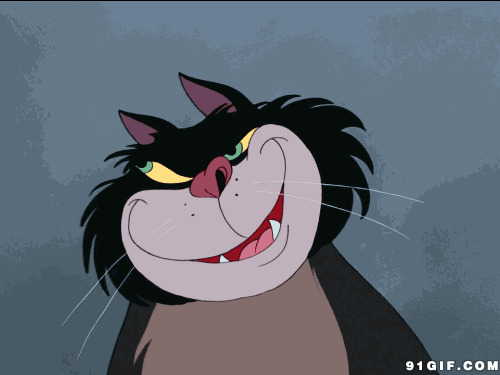 大黑猫表情变化卡通动态图:黑猫,奸笑