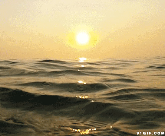 海浪动态图:太阳,河水,波浪
