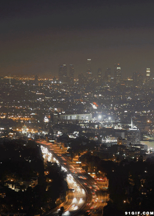 繁华城市夜景动态图:夜景,车流