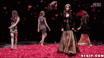 玫瑰花瓣散落舞台中央动态图:花瓣