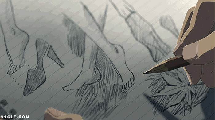 铅笔画女人脚部动态图:绘画,素描
