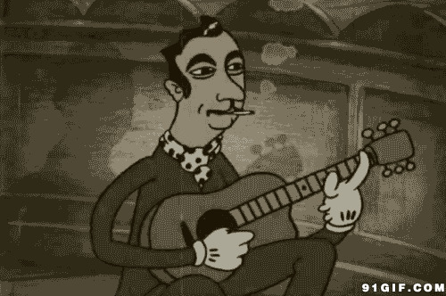 卡通民谣自弹自唱动态图:演奏,吉它