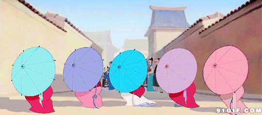 古代女子伞舞表演动态图