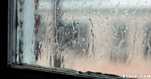 窗外玻璃的雨水动态图