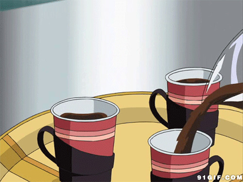 请喝一杯热咖啡动态图:咖啡,杯子,卡通