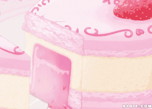 刀切心形生日蛋糕动漫gif图片:生日,蛋糕,生日蛋糕,