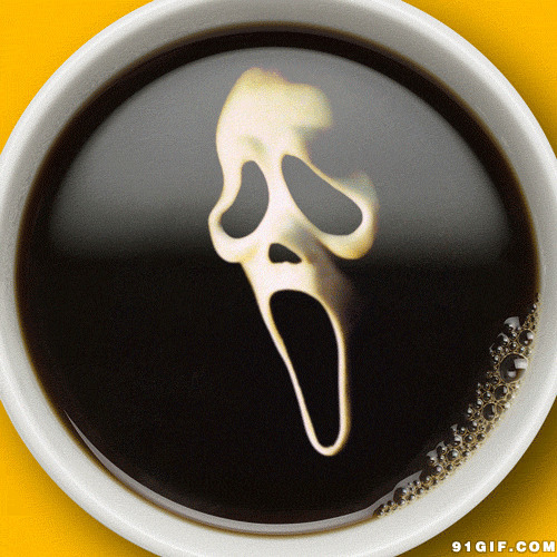 杯子漩涡现骷髅头动态图:骷髅头,杯子,咖啡