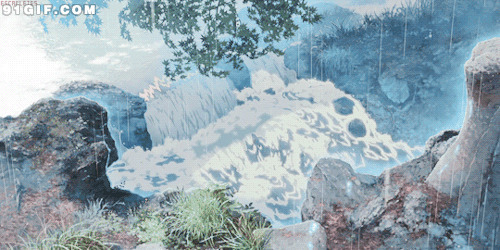 断崖流淌的河水动画gif图片