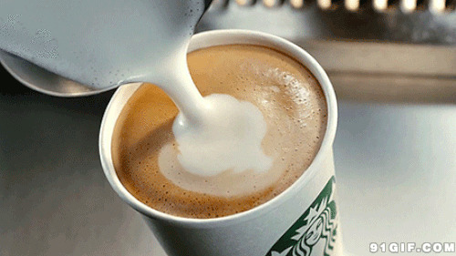 一杯加奶的咖啡动态图:咖啡,杯子