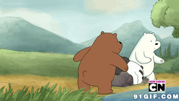 小熊猫抬石头比赛卡通动态图