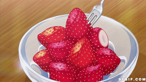 刀叉红色草莓卡通动态图:草莓,红色,美食