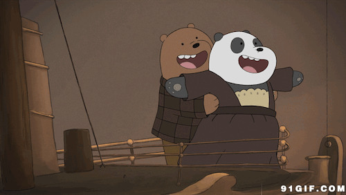熊猫模仿经典电影动作卡通动态图:狗熊,模仿