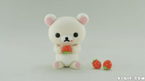 小布熊吃草莓动漫gif图片:草莓,小熊