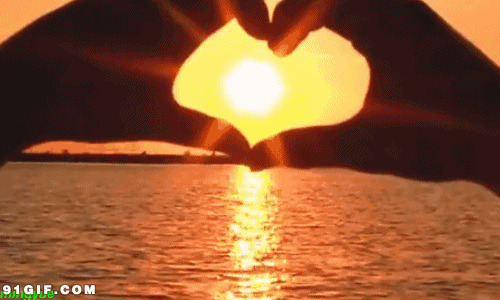 爱心手势里的太阳动态图:太阳,爱心