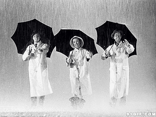 雨中情歌舞表演动态图:舞蹈,下雨,打伞