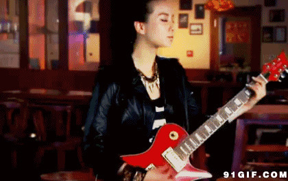 美女弹奏电子吉他动态图:弹吉他,吉他