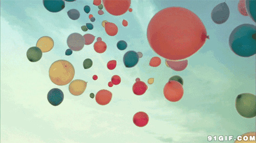 放飞的五彩缤纷气球动态图:气球,颜色