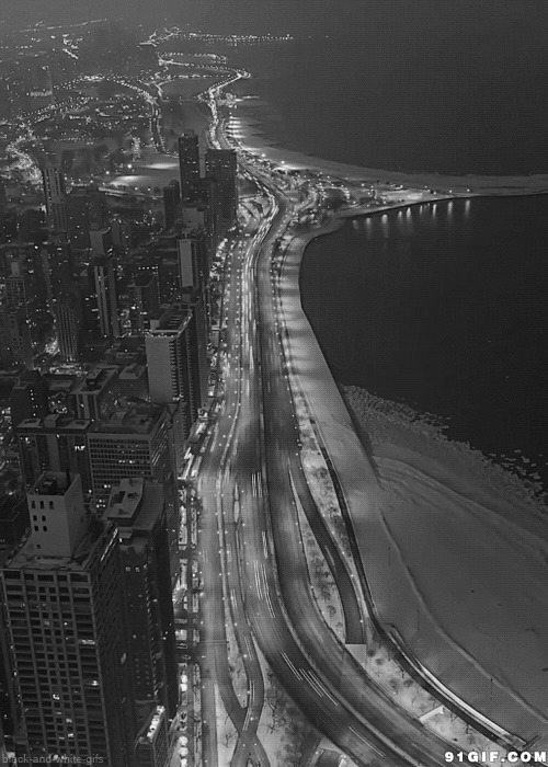 城市川流不息汽车夜景动态图:风景,夜景,都市