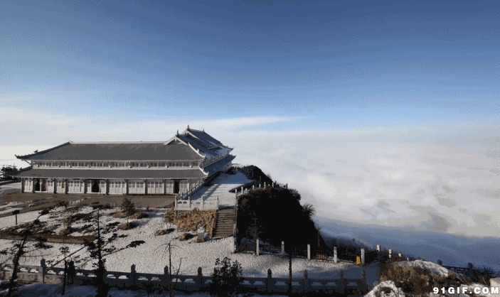 雪山云雾风景动态图:风景,云海