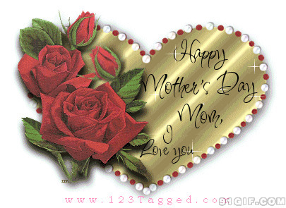 鲜花和爱心祝母亲节快乐动态图:母亲节