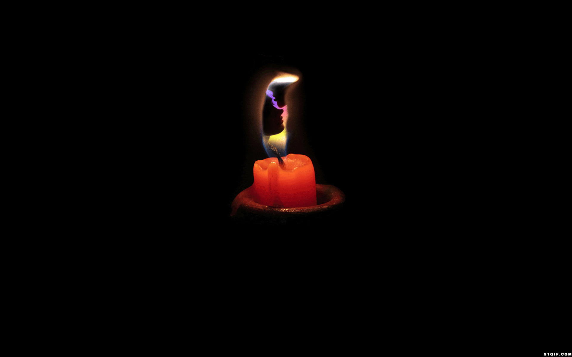 烛光里的恋人影像动态图:蜡烛,火焰