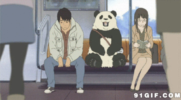 熊猫坐火车动态图片:熊猫,坐车
