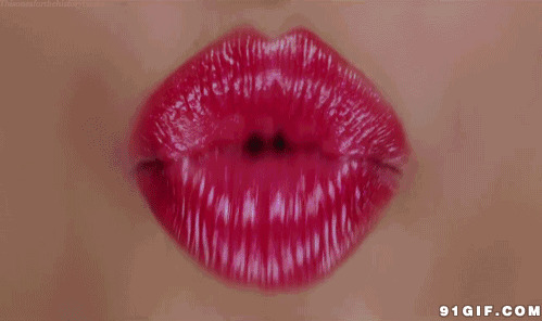 大红唇动态图片:红唇,飞吻