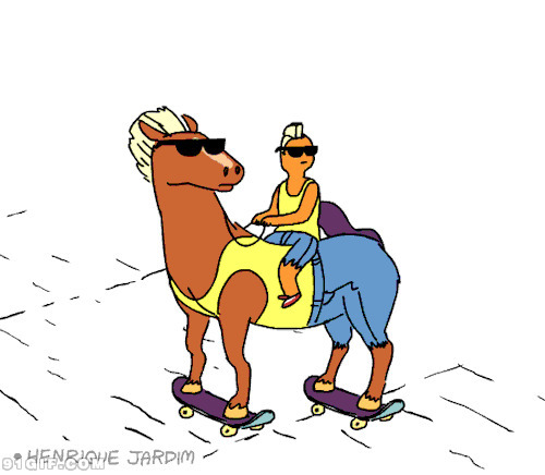 卡通马gif动态图片:玩滑板,卡通