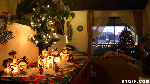 圣诞树灯光图片