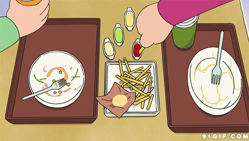 卡通人物吃饭图片:吃东西
