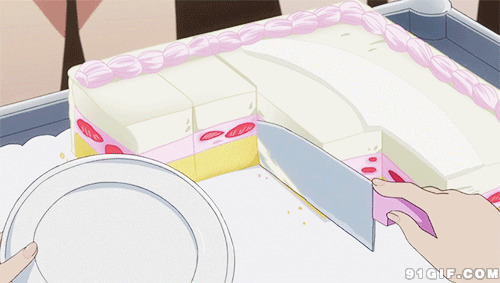 切蛋糕动态图:蛋糕,刀切,卡通美食