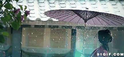 下雨天动态图:下雨,雨伞