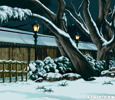 雪中小屋图片:下雪,雪景,路灯