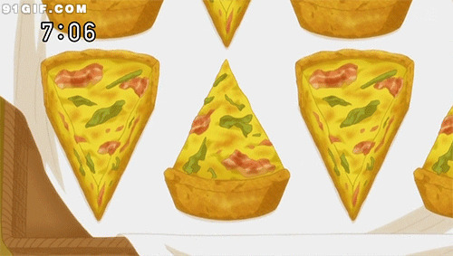 一份培根披萨卡通动态图:披萨,美食,卡通美食