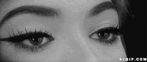女子眼部上妆黑白动态图:眼睛,化妆