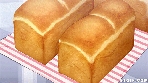 两块烤面包卡通动态图:面包,卡通美食