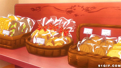 柜台陈列包装糕点卡通动态图:糕点,蛋糕,卡通美食