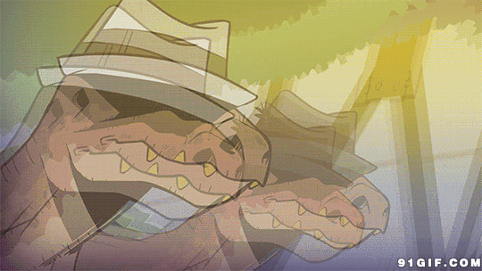 戴帽子的恐龙动漫gif图片:恐龙,帽子