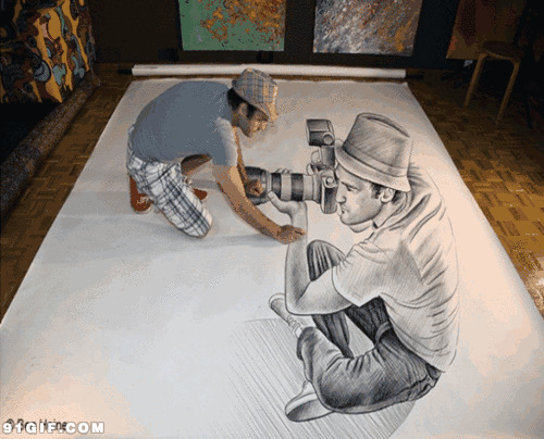 绘画艺术家笔下3D图画动态图