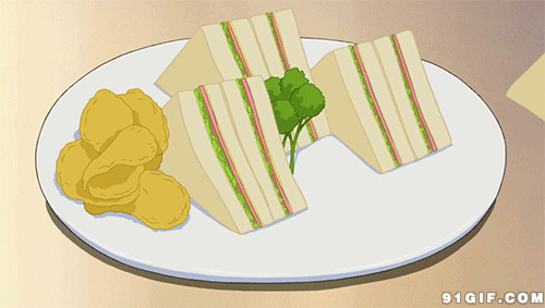 拿起一块三文治卡通动态图:三文治,点心,食物,卡通美食