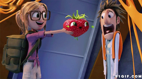 男孩被草莓吓傻卡通动态图:草莓,吓人