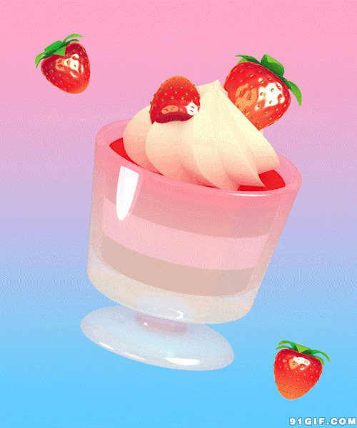 草莓冰淇淋卡通动态图片