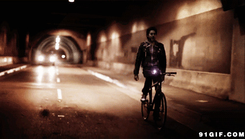 自行车gif动态图:骑车,隧道,自行车