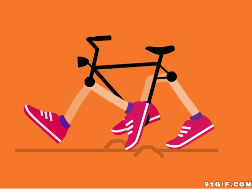 会走路的自行车卡通动态图:自行车,走路