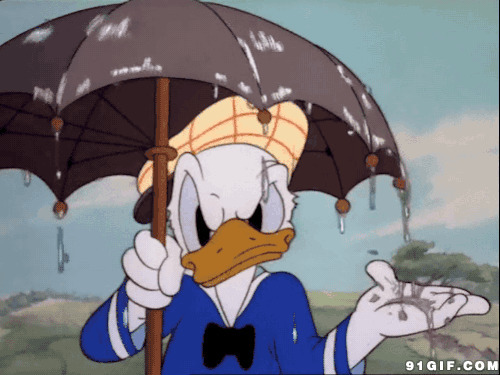 唐老鸭打雨伞卡通动态图:唐老鸭,雨伞,打伞