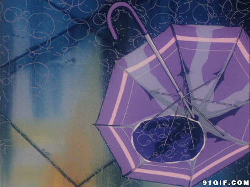 雨伞里的积水卡通动态图