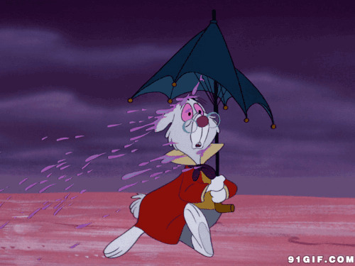 小兔子打雨伞搞笑卡通动态图:打伞,搞笑,雨伞