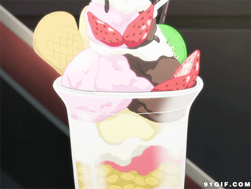 水果巧克力冰淇淋卡通动态图:巧克力,冰淇淋,草莓