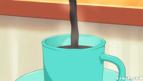 倒咖啡入杯子动漫动态图